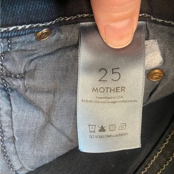 Mother The Stunner Zip Two Step Fray Jeans Womens Sz 25 Reg Dark Wash Mid Rise - Picture 9 of 11